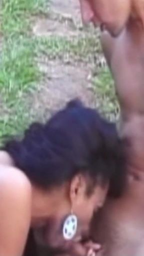 Stranger Gets His First Anal Sex Outdoors From a Latin Shemale
