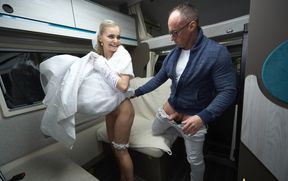 Skinny bride gets fucked by a limo driver and soaked in sperm