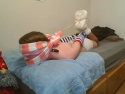Cross Tied Thick Fuzzy Socks Vibrator Sweaty Sock Gagged