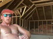 Hot ginger construction worker get off while you watch him work his woood