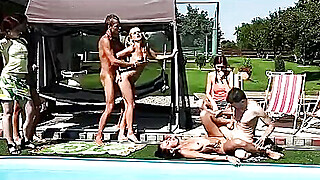 Pool cleaning goes wrong and turns into CFNM party