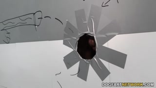 Gloryhole Slut Cadence Lux Sucks Black Cock