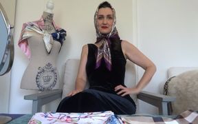 In the Satin Scarf Fitting Studio: 5 new scarves as a head and neck scarf, part 1