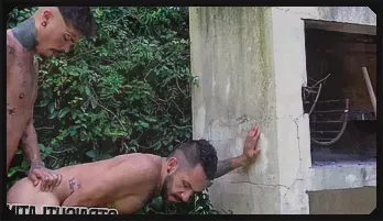 Tattooed Latino Jock Outdoor Bareback Action