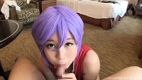 Purple-Haired Cosplay Babe Gets Titty Fucked Hard By Hung Stud