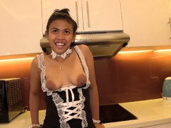 Adorable Filipina teen maid creampied by her boss