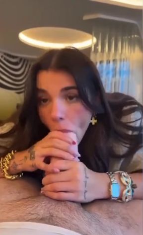 Big-dick-loving brunette gets a sloppy blowjob