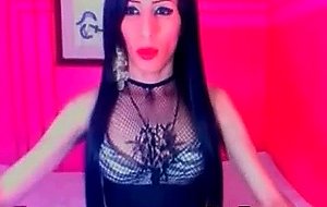 Hot latina in fishnets jerking off