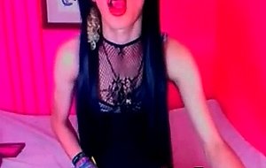 Hot latina in fishnets jerking off