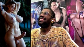 big breast transgender girl cumming all over herself, ai generated