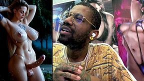 big breast transgender girl cumming all over herself, ai generated