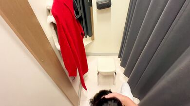 Cum dripping on my tits in the risky fitting room Tonny and Mia