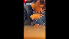 Sneaky Peek At Train Girl's Skirt Ends With Her Buttocks Getting Ejaculation