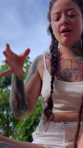 Naughty Girl Outside Sneezes and Plays with Snot