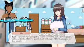 Black-haired babe in sexy clothes delivers packages and gets lucky