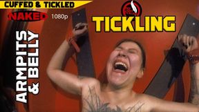 First Time for Gaga Tied Up and Mercilessly Tickled on the Cross! | Ticklish Armpits Tickle and Intense Belly Tickling make her Laugh a lot!