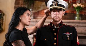 Asian COUGAR stepmother had stepson wear stepfather his military uniform
