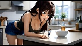 AI Giantess Vore - Tiny Man in the Kitchen