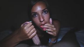 Midnight Blowjob from My Girlfriend's Roommate