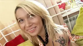 Blonde beauty uses strapon for intense lesbian anal fucking