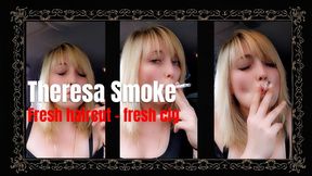 Fresh Haircut & Cigarette – Theresa Smoke lights up in the car with Blonde Vibes and Intimate Smoking Fetish