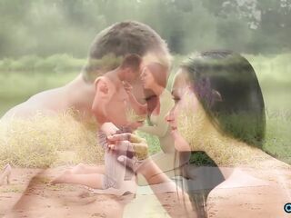 Romantically giving a kiss near a river is the favourite outdoor date activity of those love birds