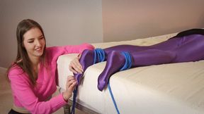 Weronika & Stella - Tied And Laughs In Purple Pantyhose - Reverse - Foot Tickling - 4K