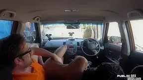 Smalltits ebony Darling car fucked in public by instructor