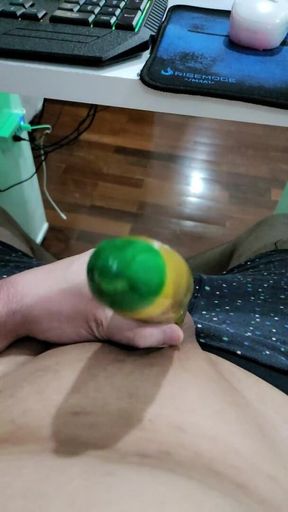 Jerking off with a Condom