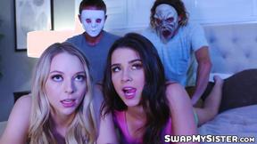 ”Slumber party turns into a forbidden foursome with Kylie Rocket & Lily Larimar”