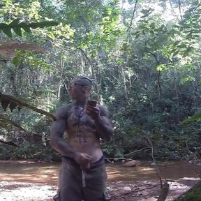 Handjob in the Waterfall Cumming with Soft Cock