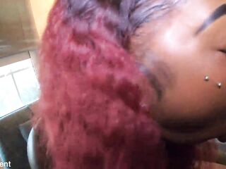 Sexy ebony babe Salley Cakez deepthroats my chocolate BBC