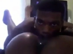 Ebony Squirts on Webcam: Eating Good!