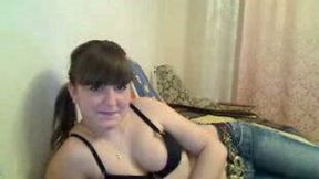 Cute and sweet natural brunette babe showed off her sweet boobies