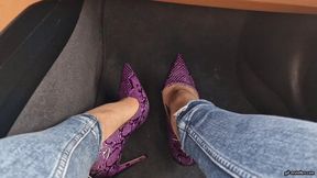 shoeplay on dashboard with purple High Heels HD wmv 1920x1080