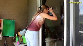 sexy vika pisses her skin tight jeans wetting