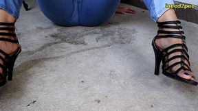 sexy vika pisses her skin tight jeans wetting