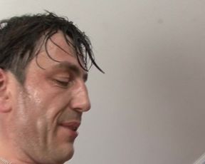 Hairy blonde German granny gets a facial after hard fuck