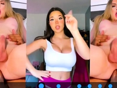 Two filthy brunette trannies in group sex