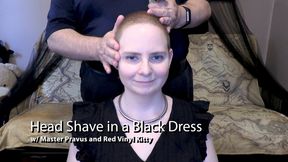 Head Shave in a Black Dress