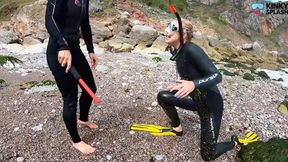 Shocked, Soaked & Humiliated on the Beach in Wetsuit & Snorkel Gear - MP4