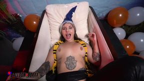 Stella Raee's Halloween Balloon Fantasy - Naughty slut gets her boobs and pussy stuffed with hard cock