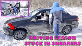 Christina driving lesson sneakers stuck revving_4K_full video 43 min