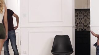 Sensual blonde double penetrated before tasting cum