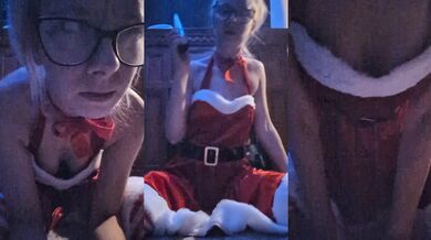 Smoking In Front Of The Fireplace In Xmas Outfit