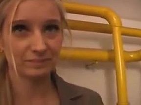 Blonde Amateur Takes Facial Cumshot Outdoors In Public