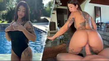 Pool Day! Young Colombian woman gets fucked at her neighbor'_s country house!