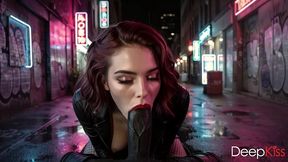 i picked up a horny rocker chick outside a nightclub. she took my cock into her mouth with such relish that i ended up cumming all over her face.[ai]