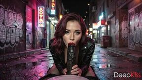 i picked up a horny rocker chick outside a nightclub. she took my cock into her mouth with such relish that i ended up cumming all over her face.[ai]
