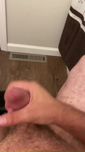 Snuck Into the Bathroom to Have a Quick Yank on My Big Cock and Release This Cum